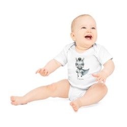 Body Bébé Drôle - Imprimé personnalisable avec prénom - Cadeau Naissance Original et unique - Zebre super héros