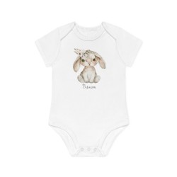 Body Bébé Drôle - Imprimé personnalisable avec prénom - Cadeau Naissance Original et unique - lapin aquarelle super héros