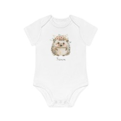 Body Bébé Drôle - Imprimé personnalisable avec prénom - Cadeau Naissance Original et unique - hérisson aquarelle super héros