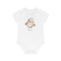 Body Bébé Drôle - Imprimé personnalisable avec prénom - Cadeau Naissance Original et unique - Oiseau aquarelle super héros