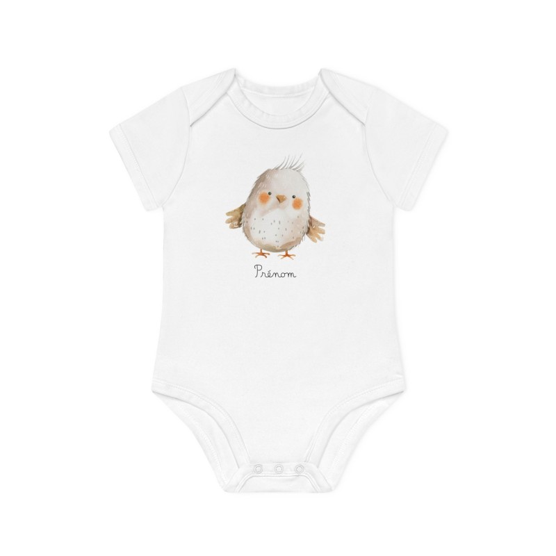 Body Bébé Drôle - Imprimé personnalisable avec prénom - Cadeau Naissance Original et unique - Oiseau aquarelle super héros