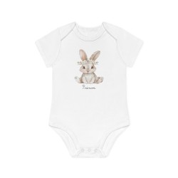 Body Bébé Drôle - Imprimé personnalisable avec prénom - Cadeau Naissance Original et unique - lapin aquarelle