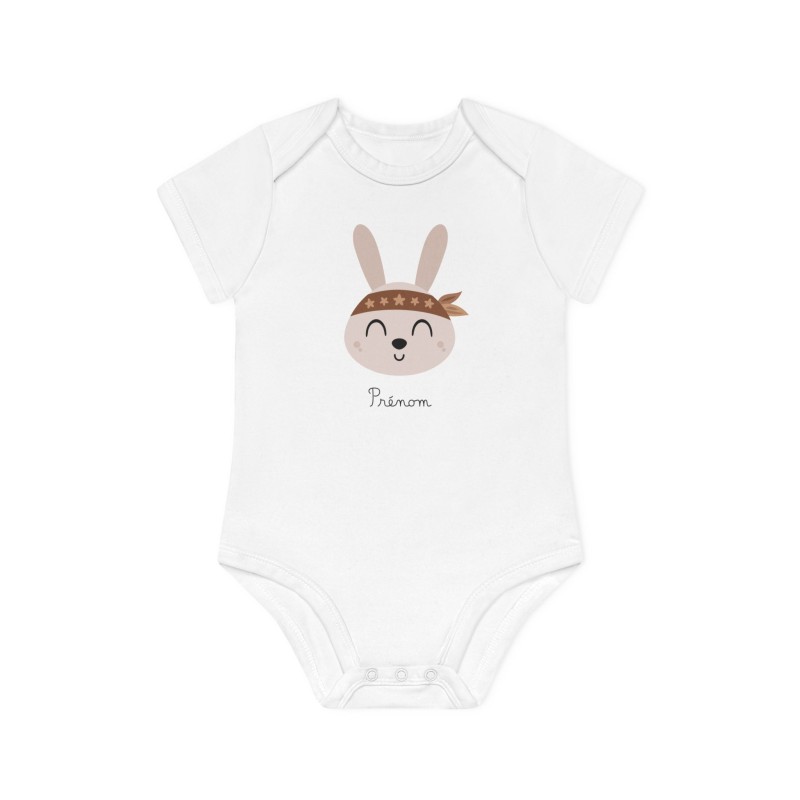 Body Bébé Drôle - Imprimé personnalisable avec prénom - Cadeau Naissance Original et unique - Lapin pirate