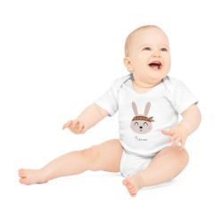 Body Bébé Drôle - Imprimé personnalisable avec prénom - Cadeau Naissance Original et unique - Lapin pirate