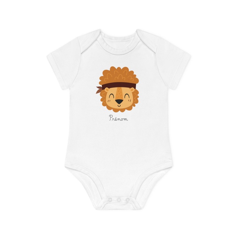 Body Bébé Drôle - Imprimé personnalisable avec prénom - Cadeau Naissance Original et unique - Lion pirate