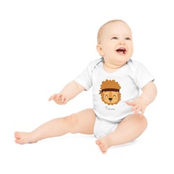 Body Bébé Drôle - Imprimé personnalisable avec prénom - Cadeau Naissance Original et unique - Lion pirate