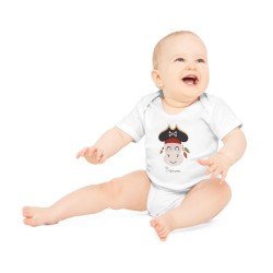 Body Bébé Drôle - Imprimé personnalisable avec prénom - Cadeau Naissance Original et unique - Âne pirate