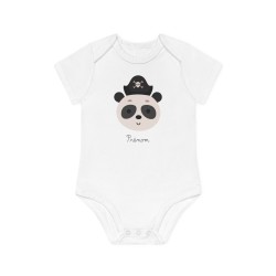 Body Bébé Drôle - Imprimé personnalisable avec prénom - Cadeau Naissance Original et unique - Panda pirate