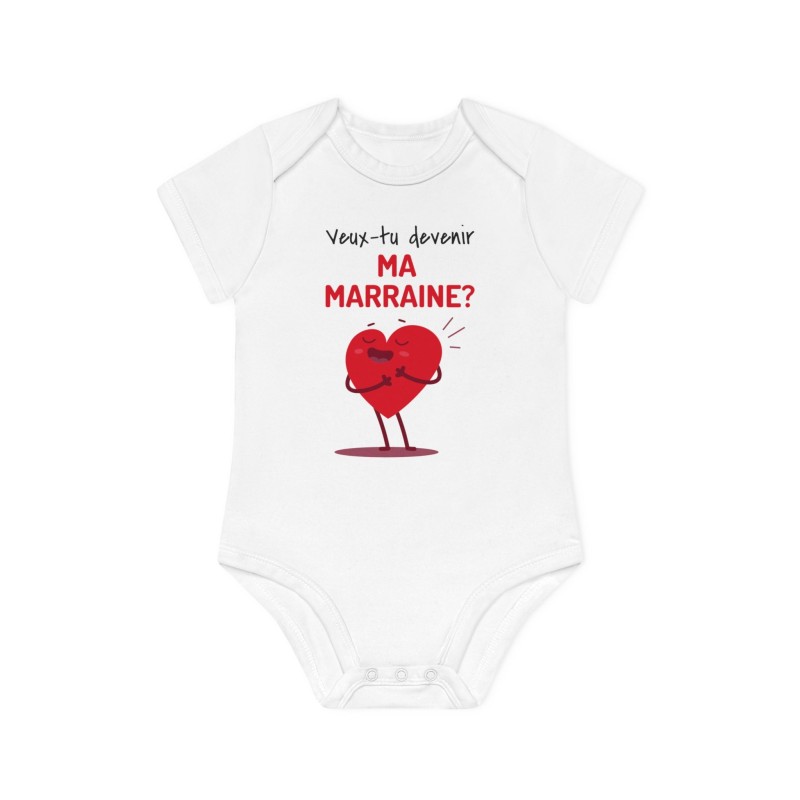 Body Bébé Drôle - Imprimé Humour et Citations - Cadeau Naissance Original - Demande Veux tu devenir ma marraine