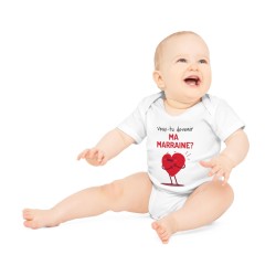 Body Bébé Drôle - Imprimé Humour et Citations - Cadeau Naissance Original - Demande Veux tu devenir ma marraine