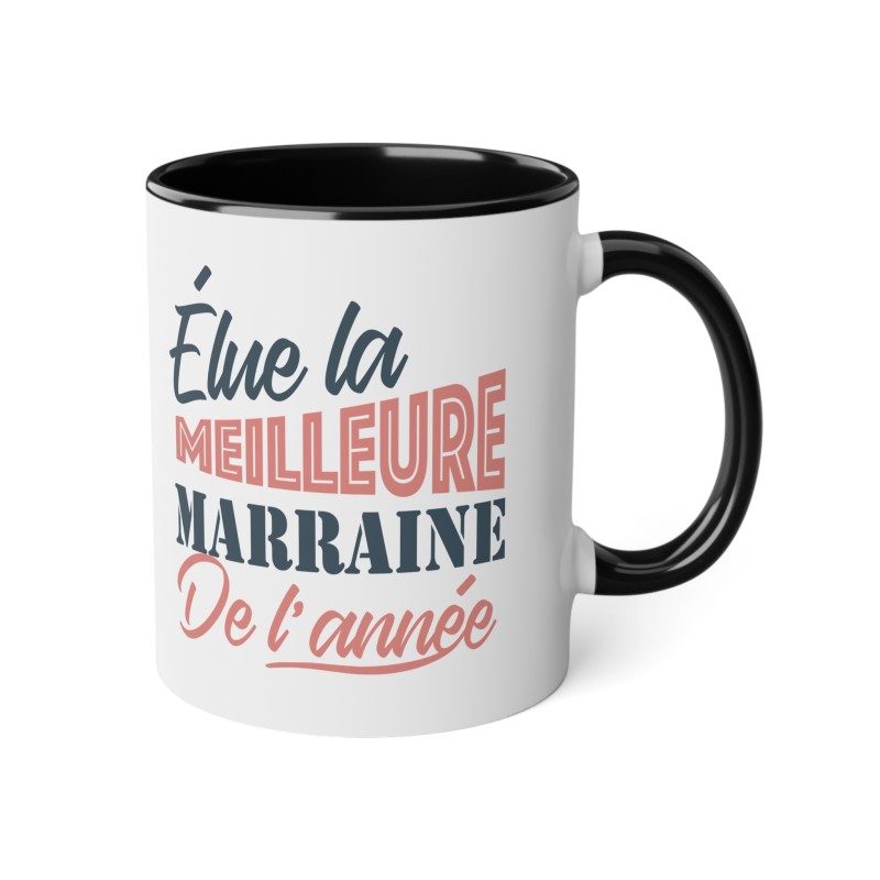 Mug céramique à message - Cadeau Idéal pour Demander ou Remercier sa Marraine - Fête des Pères - Elue marraine de l'année - Fran