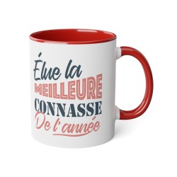 Mug céramique - Tasse Drôle et Originale - Cadeau Idéal pour Collègues, Amis ou Famille - Humour Elue connasse de l'année