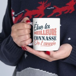Mug céramique - Tasse Drôle et Originale - Cadeau Idéal pour Collègues, Amis ou Famille - Humour Elue connasse de l'année