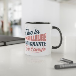 Mug céramique - Tasse Drôle et Originale - Idée cadeau pour Infirmières, Médecins et Aides-Soignants - Elue soignante de l'année