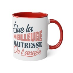 Mug céramique - Tasse Drôle et Originale - Idée cadeau pour fin d'année scolaire enseignant - Elue maîtresse de l'année