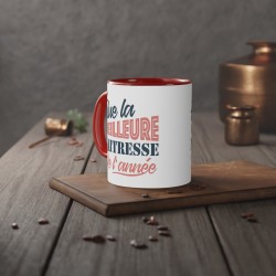 Mug céramique - Tasse Drôle et Originale - Idée cadeau pour fin d'année scolaire enseignant - Elue maîtresse de l'année