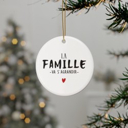 Décoration céramique Ornement sapin de Noël - Cadeau Original annonce naissance -  Imprimé La famille va s'agrandir