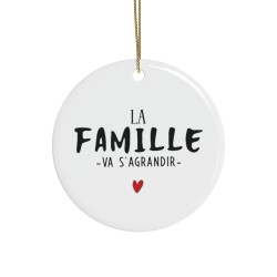 Décoration céramique Ornement sapin de Noël - Cadeau Original annonce naissance -  Imprimé La famille va s'agrandir