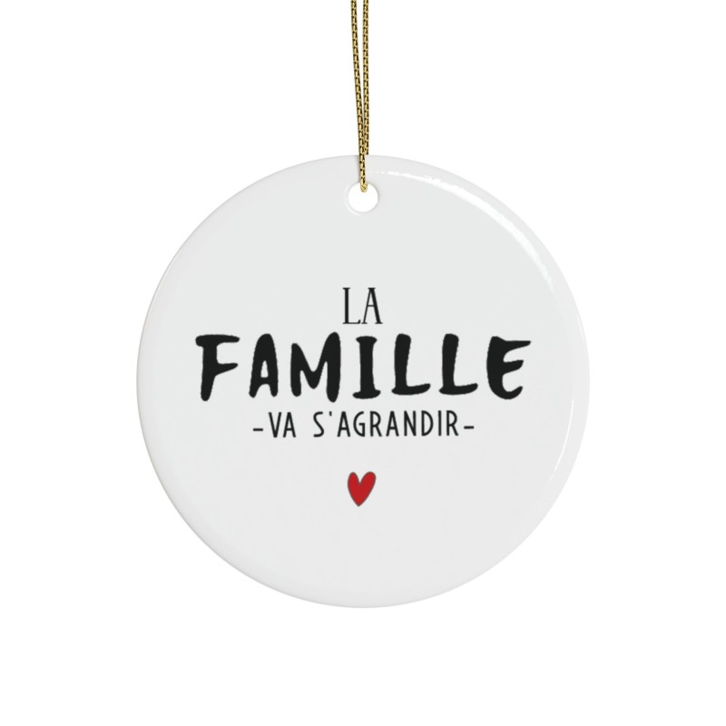 Décoration céramique Ornement sapin de Noël - Cadeau Original annonce naissance -  Imprimé La famille va s'agrandir