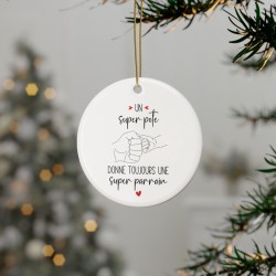 Décoration céramique Ornement sapin de Noël - Cadeau Original -  Imprimé Un super mec donne toujours un super papa