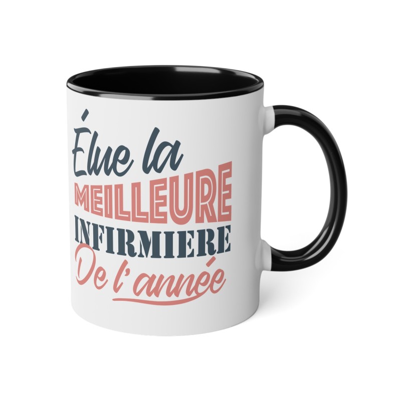 Mug céramique - Tasse Drôle et Originale - Idée cadeau pour soignants - Elue infirmière de l'année - France