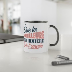 Mug céramique - Tasse Drôle et Originale - Idée cadeau pour soignants - Elue infirmière de l'année - France