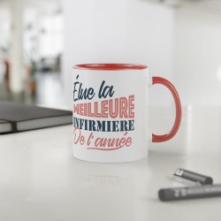 Mug céramique - Tasse Drôle et Originale - Idée cadeau pour soignants - Elue infirmière de l'année - France