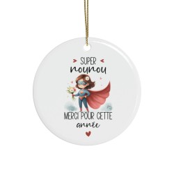 Décoration céramique Ornement sapin de Noël - Idée cadeau Original avec message remerciement - Super nounou merci de m'aider a g