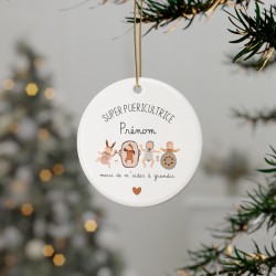 Décoration céramique Ornement sapin de Noël - Idée cadeau Original avec message remerciement - Super Enseignante merci