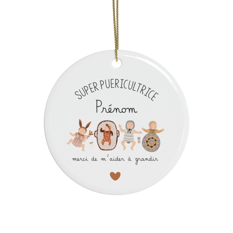 Décoration céramique Ornement sapin de Noël - Idée cadeau Original avec message remerciement - Super Enseignante merci