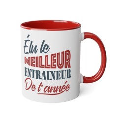 Mug céramique - Tasse Drôle et Originale - Idée cadeau pour fin d'année scolaire enseignant - Elue entraineur de l'année