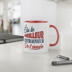 Mug céramique - Tasse Drôle et Originale - Idée cadeau pour fin d'année scolaire enseignant - Elue entraineur de l'année