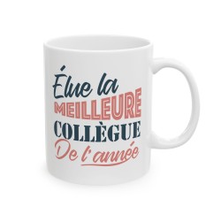 Mug céramique - Tasse Drôle et Originale - Cadeau Idéal pour Collègues, Amis ou Famille - Humour Elue collègue de l'année