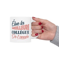 Mug céramique - Tasse Drôle et Originale - Cadeau Idéal pour Collègues, Amis ou Famille - Humour Elue collègue de l'année