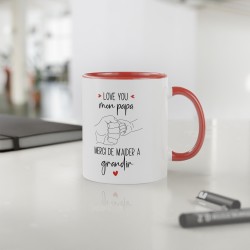 Mug tasse céramique - Idée cadeau Original et personnalisé avec message d'amour fête des pères - Love you mon papa merci de m'ai