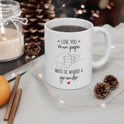Mug tasse céramique - Idée cadeau Original et personnalisé avec message d'amour fête des pères - Love you mon papa merci de m'ai