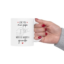 Mug tasse céramique - Idée cadeau Original et personnalisé avec message d'amour fête des pères - Love you mon papa merci de m'ai