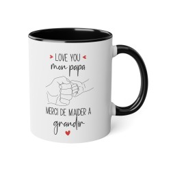 Mug tasse céramique - Idée cadeau Original et personnalisé avec message d'amour fête des pères - Love you mon papa merci de m'ai