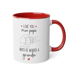 Mug tasse céramique - Idée cadeau Original et personnalisé avec message d'amour fête des pères - Love you mon papa merci de m'ai