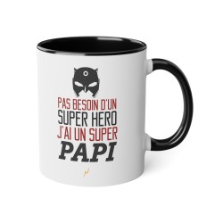 Mug tasse céramique - Idée cadeau Original avec message d'amour fête grand père - Pas besoin d'un super héros j'ai un super papi