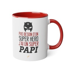 Mug tasse céramique - Idée cadeau Original avec message d'amour fête grand père - Pas besoin d'un super héros j'ai un super papi