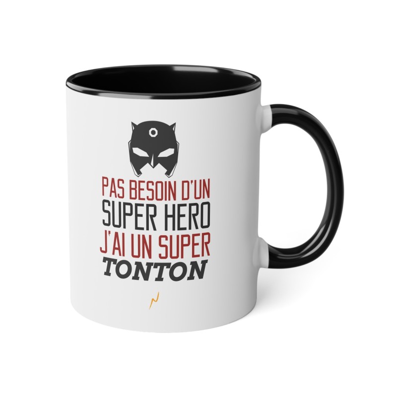 Mug tasse céramique - Idée cadeau Original avec message d'amour famille - Pas besoin d'un super héros j'ai un super tonton