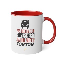 Mug tasse céramique - Idée cadeau Original avec message d'amour famille - Pas besoin d'un super héros j'ai un super tonton