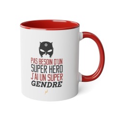 Mug tasse céramique - Idée cadeau Original avec message d'amour famille - Pas besoin d'un super héros j'ai un super gendre