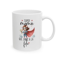Mug tasse céramique - Idée cadeau Original avec message d'amour famille - Super mamie que j'aime a la folie