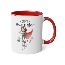 Mug tasse céramique - Idée cadeau Original avec message d'amour famille - Super marraine que j'aime a la folie