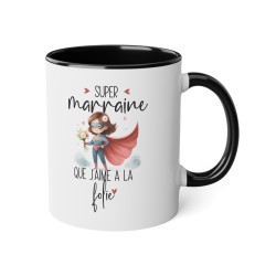 Mug tasse céramique - Idée cadeau Original avec message d'amour famille - Super marraine que j'aime a la folie