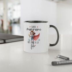 Mug tasse céramique - Idée cadeau Original avec message d'amour famille - Super marraine que j'aime a la folie