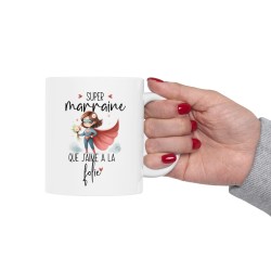 Mug tasse céramique - Idée cadeau Original avec message d'amour famille - Super marraine que j'aime a la folie