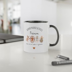 Mug tasse céramique - Idée cadeau Original avec prénom personnalisé remerciement métier - Super puéricultrice merci de m'aider a